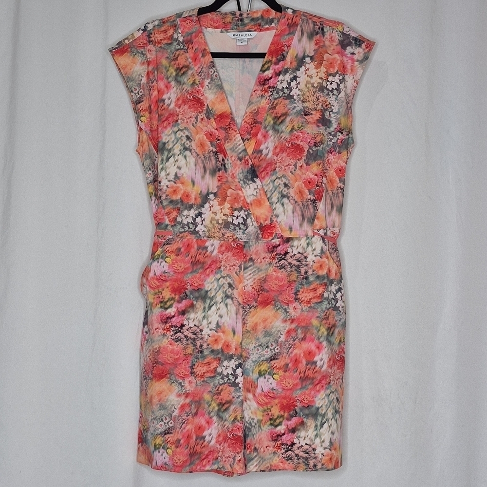 Athleta Multicolor Floral Print Romper - Coral, Yellow, Blue - Picture 4 of 14